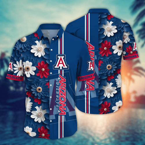 Arizona Wildcats Flower 3D Button Hawaii Shirt Gift for Men Dad Father And T Shirt For Fans, Summer Football Shirts NA49574