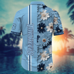 North Carolina Tar Heels Flower 3D Button Hawaii Shirt Gift for Men Dad Father And T Shirt For Fans, Summer Football Shirts NA49574