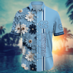 North Carolina Tar Heels Flower 3D Button Hawaii Shirt Gift for Men Dad Father And T Shirt For Fans, Summer Football Shirts NA49574