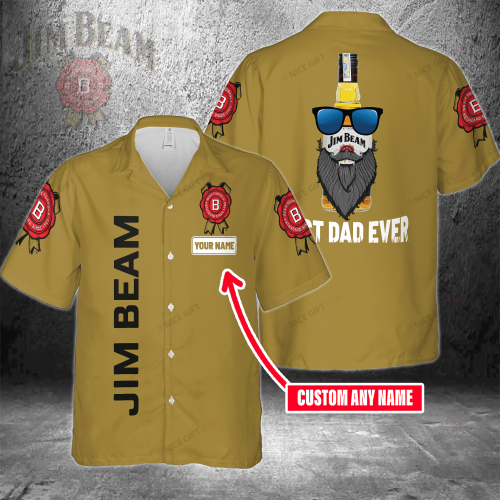 Personalized Jim Beam 3D Button Hawaiian Shirt - The Perfect Gift for Best Dad Ever! Men s Father s Day Present
