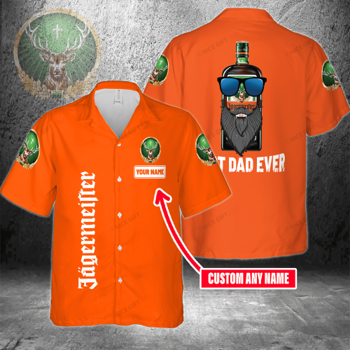 Personalized Jagermeister Best Dad Ever 3D Button Hawaiian Shirt – Perfect Father s Day Gift for Men