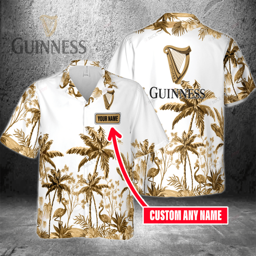 Guinness Custom Name 3D Button 3D Button Hawaiian Shirt Gift for Men Dad Father Gift for Men Dad Father 3HS-Z2S1