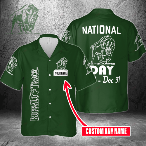 National Buffalo Trace Day Jan 1 – Dec 31 Custom Name 3D Button 3D Button Hawaiian Shirt Gift for Men Dad Father Gift for Men Dad Father 3HS-B8X2
