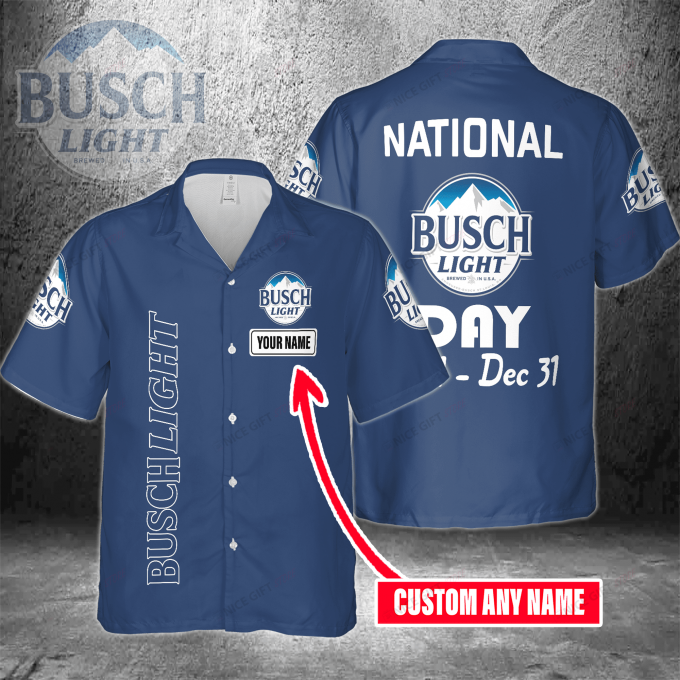 National Busch Light Day Jan 1 – Dec 31 Custom Name 3D Button 3D Button Hawaiian Shirt Gift for Men Dad Father Gift for Men Dad Father 3HS-J6R9