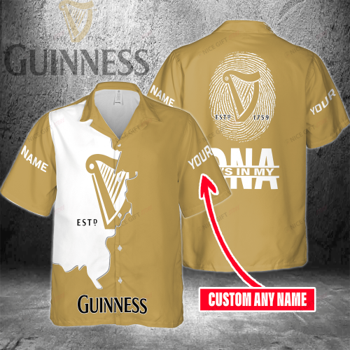 Guinness Custom Name It’s In My DNA 3D Button 3D Button Hawaiian Shirt Gift for Men Dad Father Gift for Men Dad Father 3HS-Y1W4