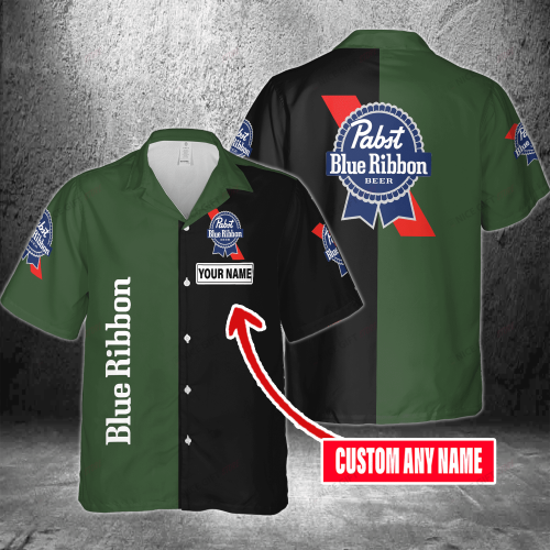 Pabst Blue Ribbon Custom Name 3D Button 3D Button Hawaiian Shirt Gift for Men Dad Father Gift for Men Dad Father 3HS-Q4Y8