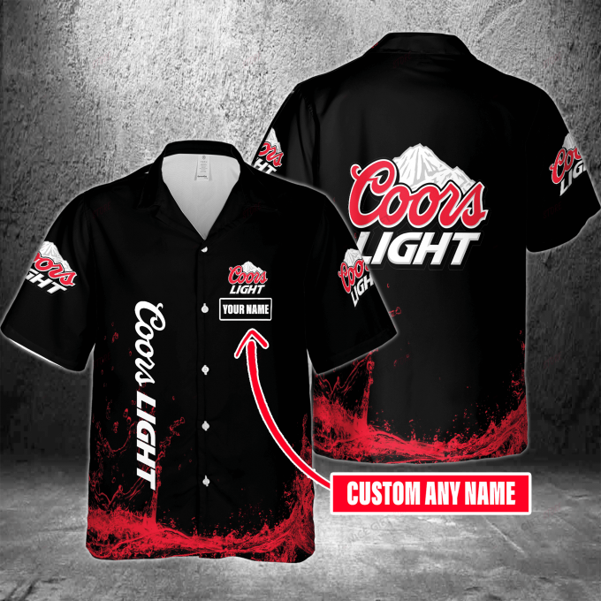 Coors Light Custom Name 3D Button 3D Button Hawaiian Shirt Gift for Men Dad Father Gift for Men Dad Father 3HS-M9C5