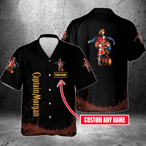 Captain Morgan Custom Name 3D Button 3D Button Hawaiian Shirt Gift for Men Dad Father Gift for Men Dad Father 3HS-C2B8