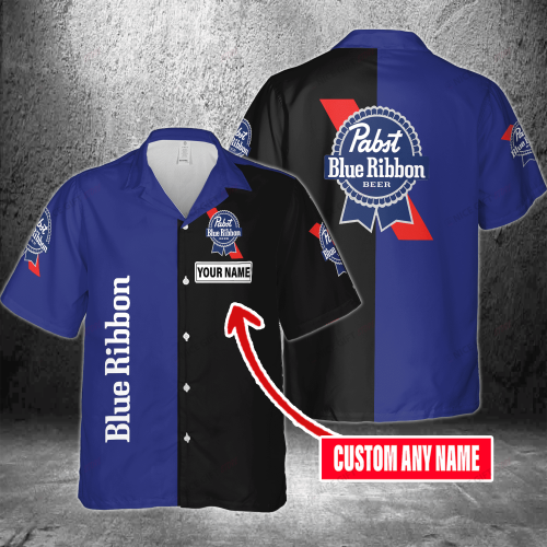 Pabst Blue Ribbon Custom Name 3D Button 3D Button Hawaiian Shirt Gift for Men Dad Father Gift for Men Dad Father 3HS-A9P8