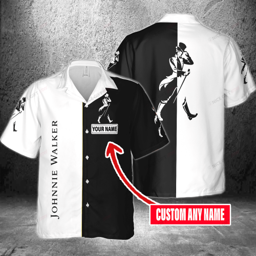 Johnnie Walker Custom Name 3D Button 3D Button Hawaiian Shirt Gift for Men Dad Father Gift for Men Dad Father 3HS-F2B0
