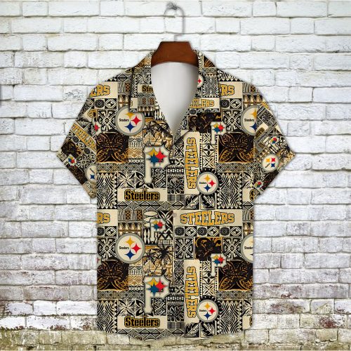Pittsburgh Steelers 2023 AOP 3D Button 3D Button Hawaiian Shirt Gift for Men Dad Father Gift for Men Dad Father V18