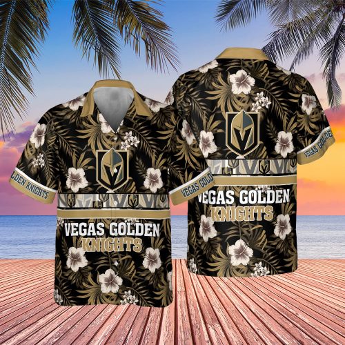 Vegas Golden Knights 2023 Hibiscus Pattern V1 AOP 3D Button 3D Button Hawaiian Shirt Gift for Men Dad Father Gift for Men Dad Father SH1NHFI