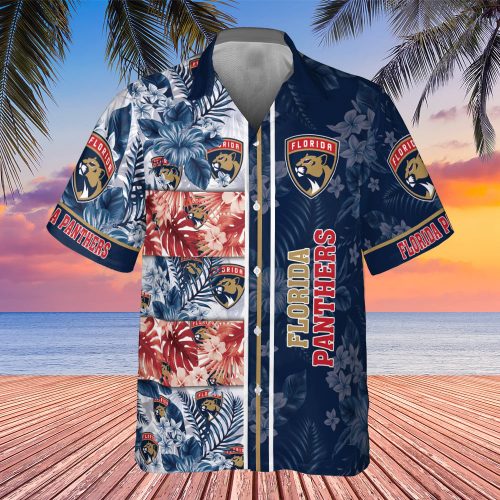 Florida Panthers 2023 V1 AOP 3D Button 3D Button Hawaiian Shirt Gift for Men Dad Father Gift for Men Dad Father SH1NHFI