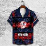 New York Yankees Palm Tree AOP 3D Button 3D Button Hawaiian Shirt Gift for Men Dad Father Gift for Men Dad Father V27