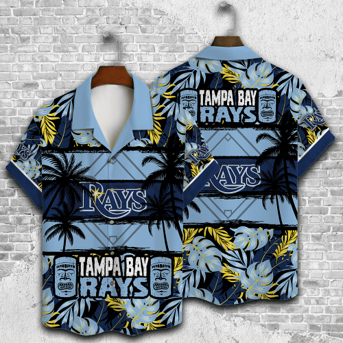Tampa Bay Rays Palm Tree AOP 3D Button 3D Button Hawaiian Shirt Gift for Men Dad Father Gift for Men Dad Father V29
