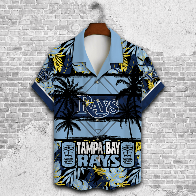 Tampa Bay Rays Palm Tree AOP 3D Button 3D Button Hawaiian Shirt Gift for Men Dad Father Gift for Men Dad Father V29