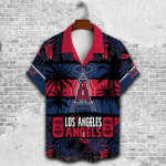 Los Angeles Angels Palm Tree AOP 3D Button 3D Button Hawaiian Shirt Gift for Men Dad Father Gift for Men Dad Father V25