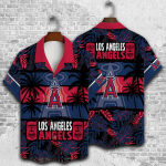 Los Angeles Angels Palm Tree AOP 3D Button 3D Button Hawaiian Shirt Gift for Men Dad Father Gift for Men Dad Father V25
