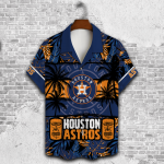 Houston Astros Palm Tree AOP 3D Button 3D Button Hawaiian Shirt Gift for Men Dad Father Gift for Men Dad Father V24