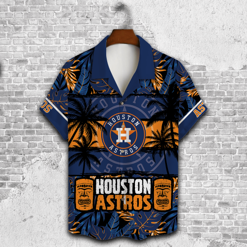 Houston Astros Palm Tree AOP 3D Button 3D Button Hawaiian Shirt Gift for Men Dad Father Gift for Men Dad Father V24