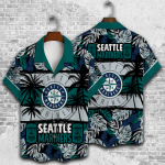Seattle Mariners Palm Tree AOP 3D Button 3D Button Hawaiian Shirt Gift for Men Dad Father Gift for Men Dad Father V28