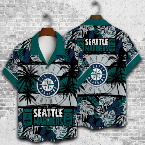 Seattle Mariners Palm Tree AOP 3D Button 3D Button Hawaiian Shirt Gift for Men Dad Father Gift for Men Dad Father V28