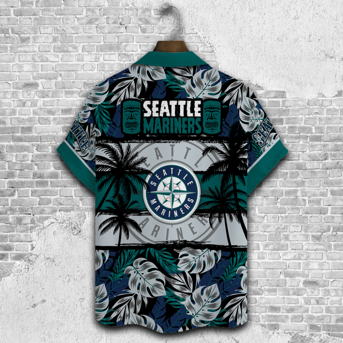 Seattle Mariners Palm Tree AOP 3D Button 3D Button Hawaiian Shirt Gift for Men Dad Father Gift for Men Dad Father V28