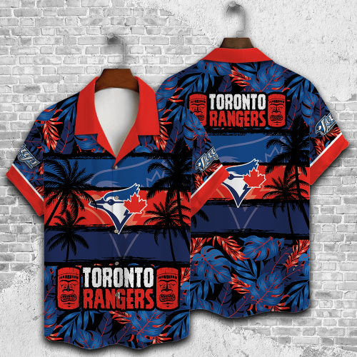 Toronto Blue Jays Palm Tree AOP 3D Button 3D Button Hawaiian Shirt Gift for Men Dad Father Gift for Men Dad Father V31