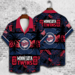 Minnesota Twins Palm Tree AOP 3D Button 3D Button Hawaiian Shirt Gift for Men Dad Father Gift for Men Dad Father V26