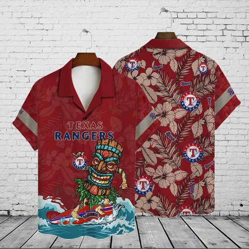 Texas Rangers 2023 AOP 3D Button 3D Button Hawaiian Shirt Gift for Men Dad Father Gift for Men Dad Father V15
