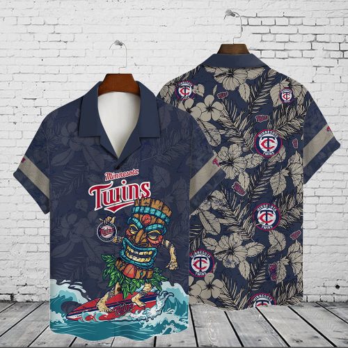 Minnesota Twins 2023 AOP 3D Button 3D Button Hawaiian Shirt Gift for Men Dad Father Gift for Men Dad Father V20