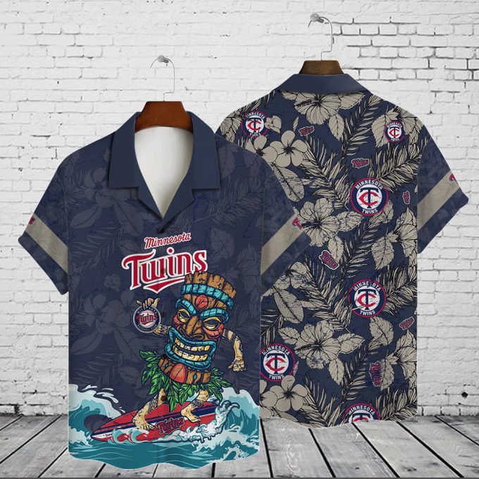 Minnesota Twins 2023 AOP 3D Button 3D Button Hawaiian Shirt Gift for Men Dad Father Gift for Men Dad Father V20