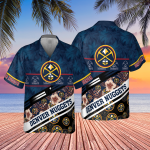Denver Nuggets Tree Hawaii Pattern Cute Print 3D Button 3D Button Hawaiian Shirt Gift for Men Dad Father Gift for Men Dad Father