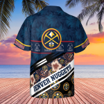Denver Nuggets Tree Hawaii Pattern Cute Print 3D Button 3D Button Hawaiian Shirt Gift for Men Dad Father Gift for Men Dad Father