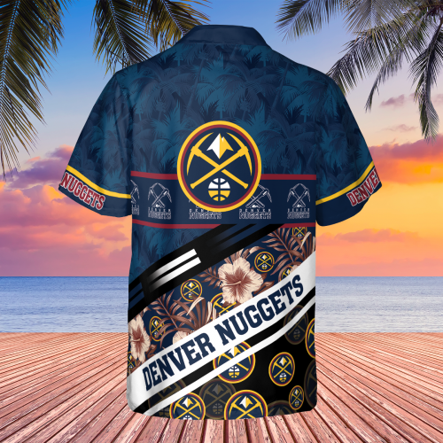 Denver Nuggets Tree Hawaii Pattern Cute Print 3D Button 3D Button Hawaiian Shirt Gift for Men Dad Father Gift for Men Dad Father