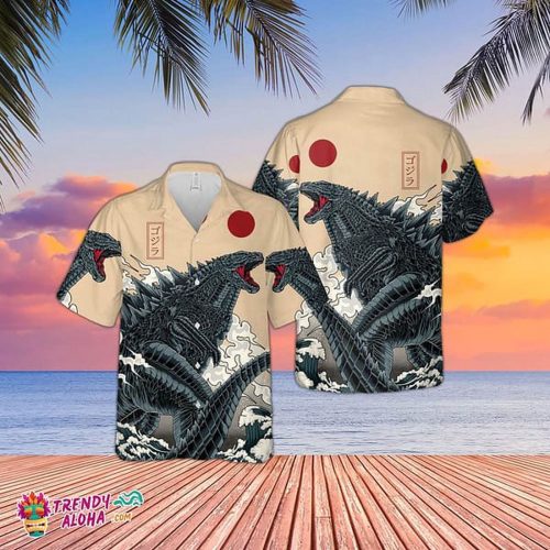 Vintage Hawaiian Godzilla Shirt: King of Monster Japanese Gojira - Japanese Style for Godzilla Lovers