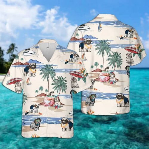 Lhasa Apso Summer Beach Trendy Hawaiian Shirt - Men Women Aloha Short Sleeve Beachwear