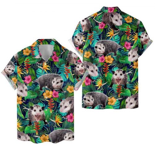 Tropical Opossum Hawaiian Shirt: Stylish Button-Down for Men & Women Perfect for Opossum Lovers!