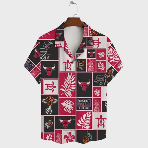 Chicago Bulls Tropical Block Hawaiian Shirt Gift for Men Dad and Father