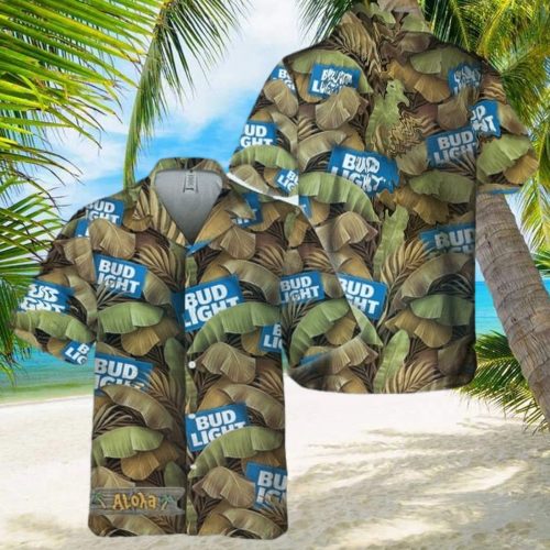 Abstract Banana Leaves Bud Light Hawaiian Shirt - Beer Lover Gift Idea