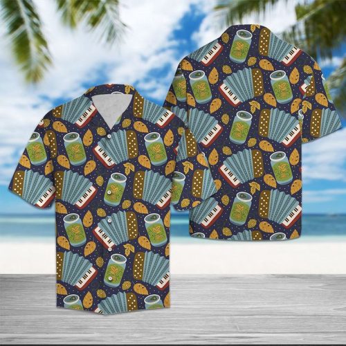 Accordion Beer Hawaiian Shirt: Instrumental Music Gift for Men & Women - Perfect Summer Attire