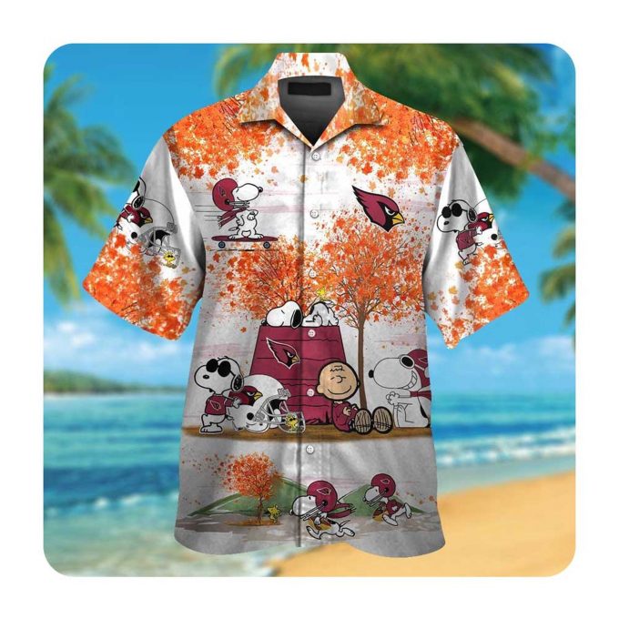 Arizona Cardinals Snoopy Autumn 3D Button Hawaiian Shirt Gift for Men Dad Fathers Tropical Aloha, Gift For NFL Fans