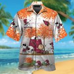 Arizona Cardinals Snoopy Autumn Short Sleeve Button Up Tropical Aloha 3D Button Hawaiian Shirt Gift for Men Dad Father Set for Men Women Kids
