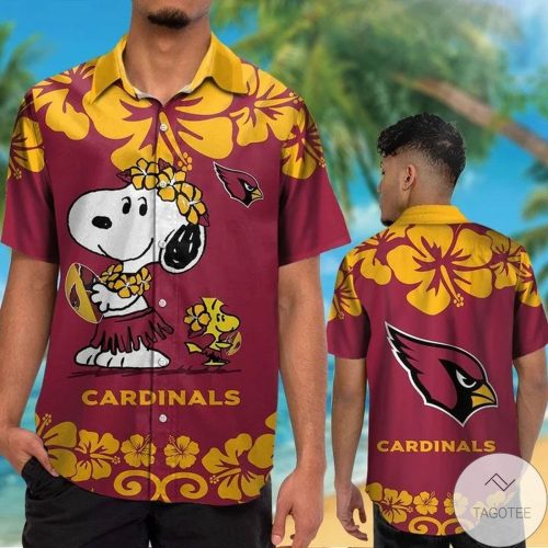 Arizona Cardinals Snoopy 3D Button Hawaiian Shirt Gift for Men Dad Father