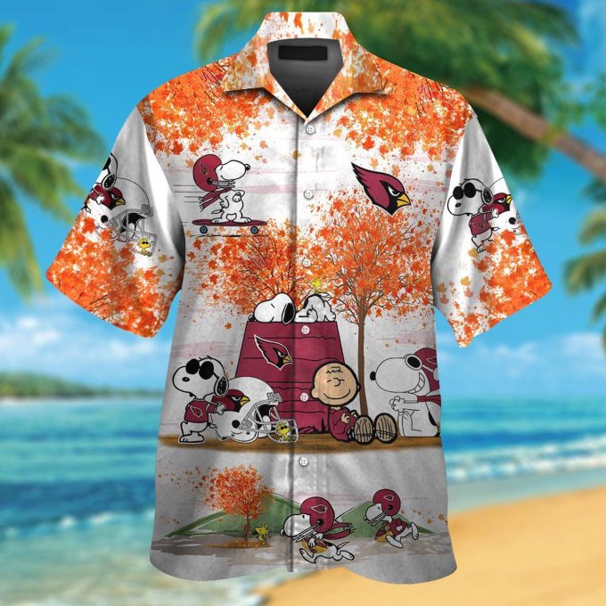 Arizona Cardinals & Snoopy 3D Button Hawaiian Shirt Gift for Men Dad Father #3