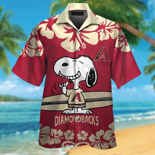 Arizona Diamondbacks & Snoopy 3D Button Hawaiian Shirt Gift for Men Dad Father