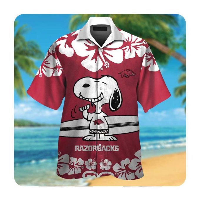 Arkansas Razorbacks And Snoopy Hawaii Shirt Summer Button Up Shirt For Men Women