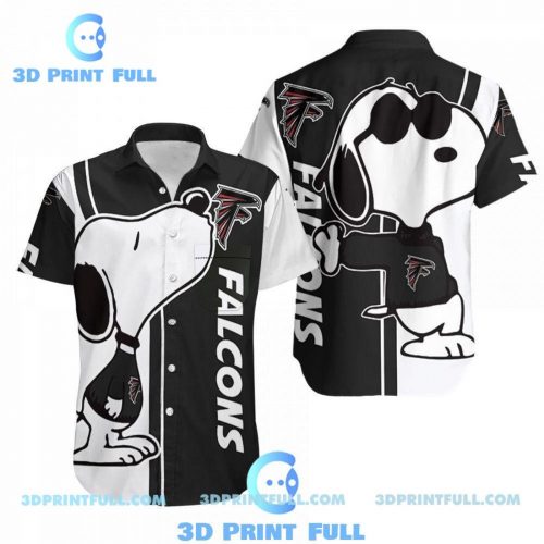 Atlanta Falcons Snoopy 3D Button Hawaiian Shirt Gift for Men Dad Father