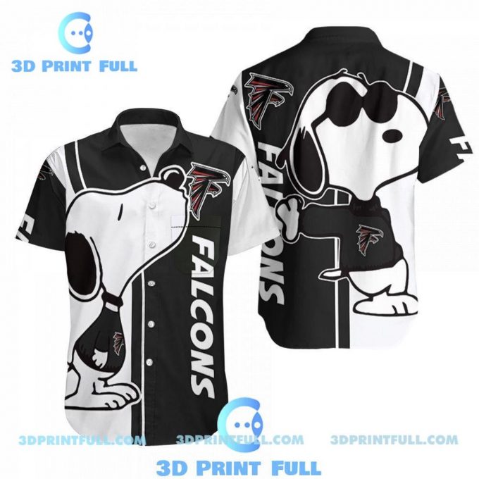 Atlanta Falcons Snoopy 3D Button Hawaiian Shirt Gift for Men Dad Father