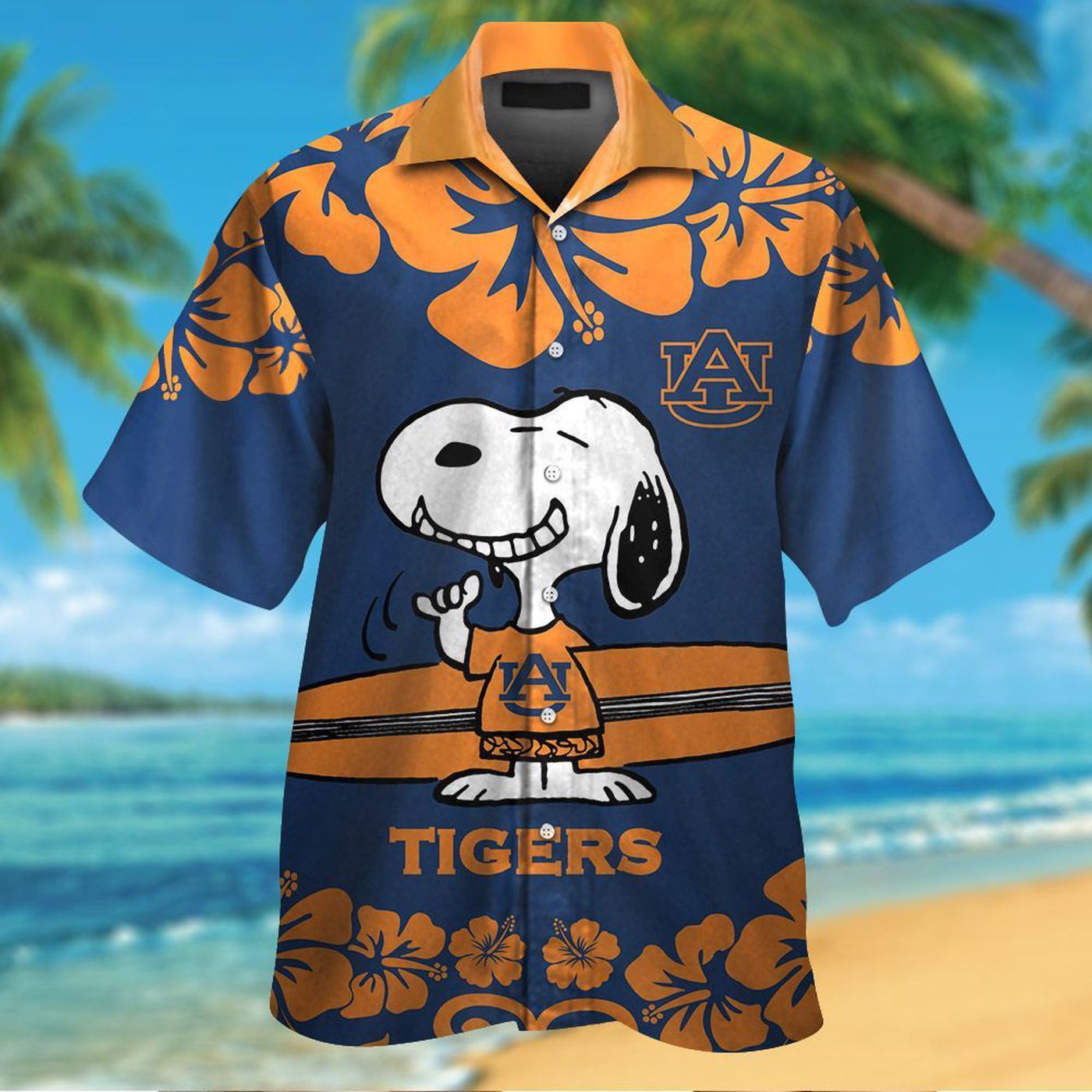 Auburn Tigers & Snoopy 3D Button Hawaiian Shirt Gift for Men Dad Father #3 Auburn Tigers & Snoopy 3D Button Hawaiian Shirt Gift for Men Dad Father #3